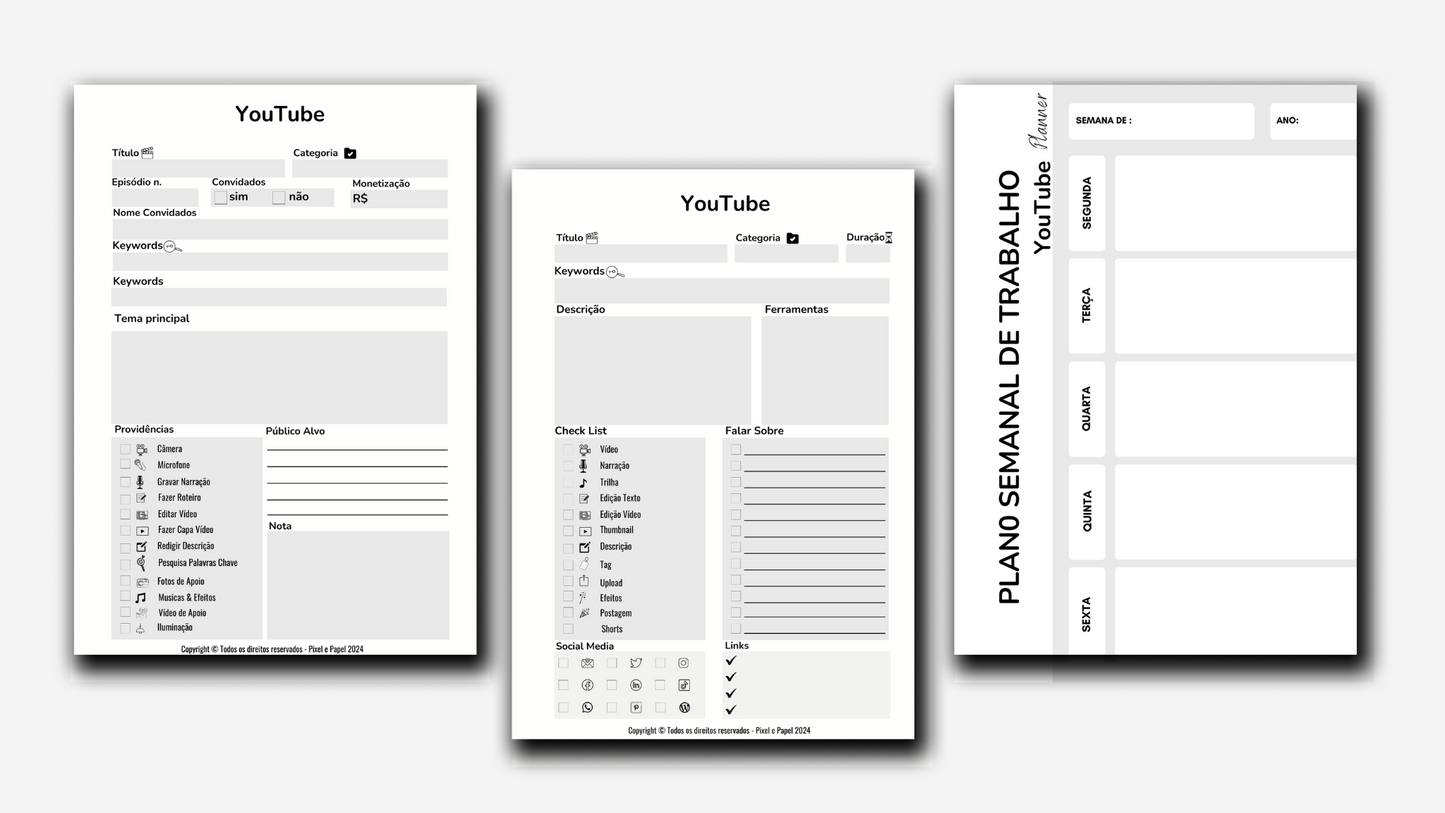 Planner YouTube | Organização Rápida e Fácil dos Seus Projetos