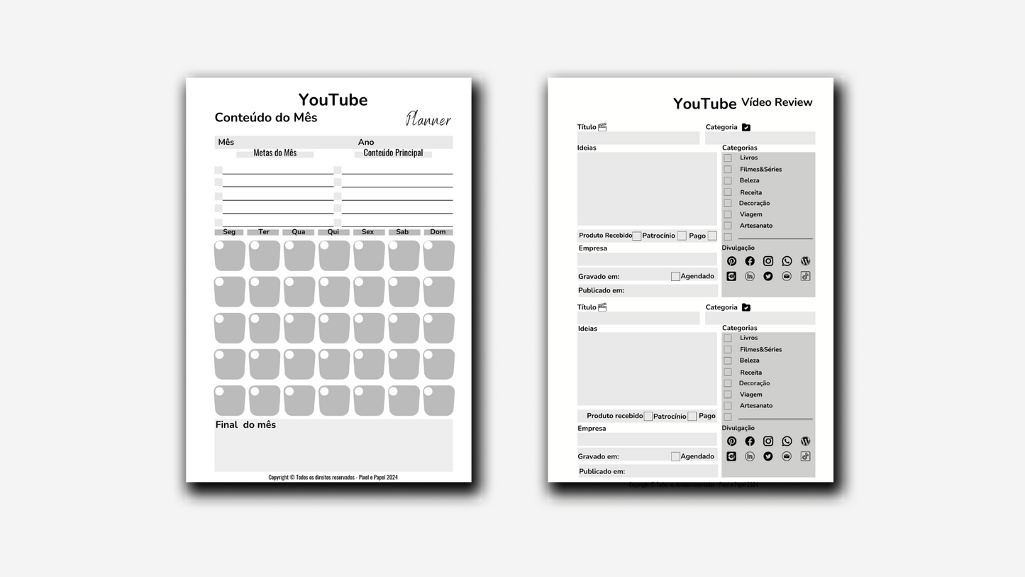 Planner YouTube | Organização Rápida e Fácil dos Seus Projetos