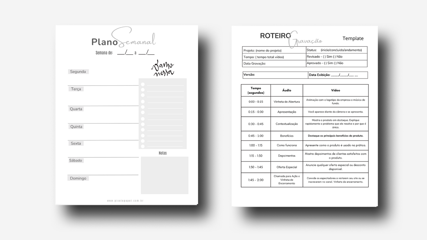 Planner Produção de Vídeo